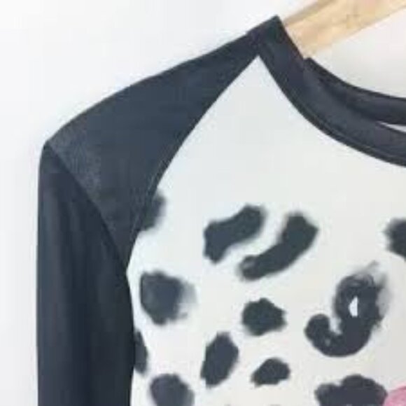 Zara Sheer Cheetah Pullover Aqua Top EUC L - Picture 6 of 9